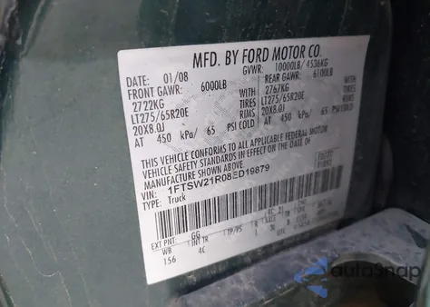 2008 Ford F250 Super Duty из США, поврежденный, VIN 1FTSW21R08ND19879